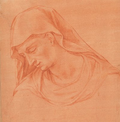 左の横顔の喪女の頭、約 10 年頃。 1575-80。 作： Girolamo Macchietti