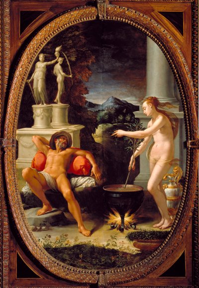 メディはジェイソンの父エソンを若返らせる（絵画 作： Girolamo Macchietti