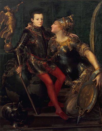 アレッサンドロファルネーゼを抱くパルマの寓話的な肖像画、1556 作： Girolamo Mazzola Bedoli