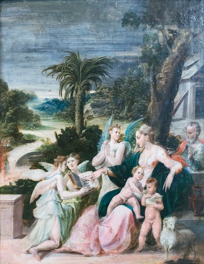 バプテストと天使の聖家族 作： Girolamo Mazzola Bedoli