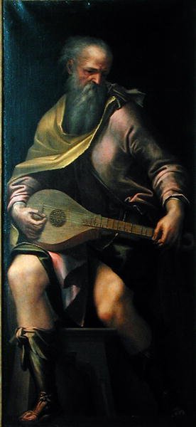 リュート奏者、1562年頃 作： Girolamo Mazzola Bedoli