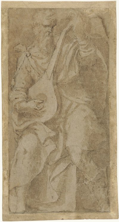 リュートを弾く老人 作： Girolamo Mazzola Bedoli