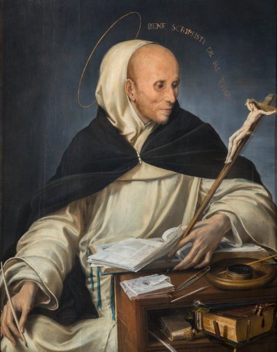 聖トマス・アクィナスに扮した修道士の肖像 作： Girolamo Mazzola Bedoli