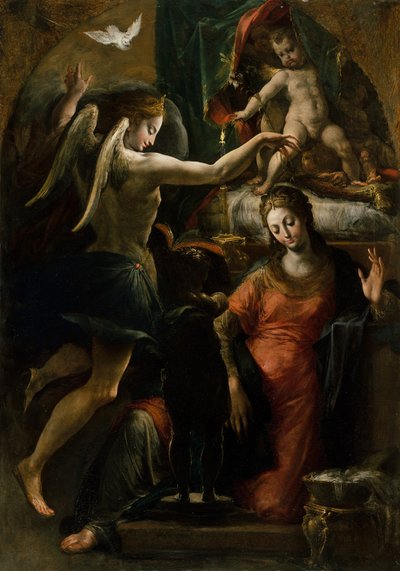 受胎告知。 作： Girolamo Mazzola Bedoli