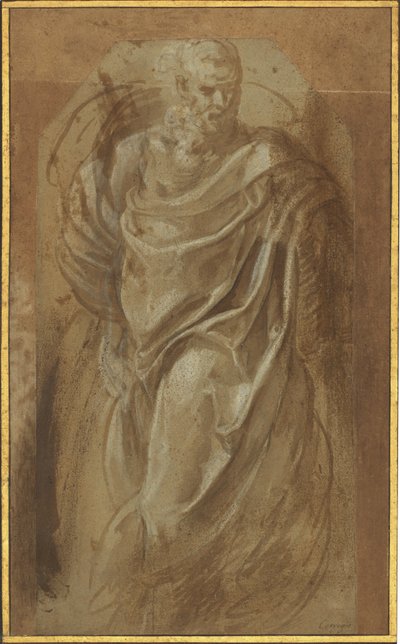 古典的なドレープで立っている男 作： Girolamo Muziano