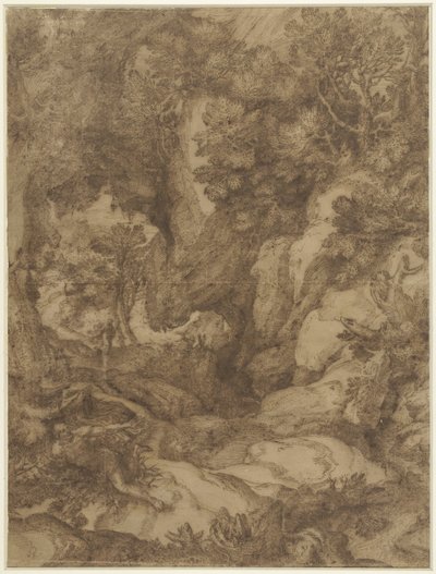 風景の中の聖ベネディクト 作： Girolamo Muziano