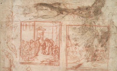 木の研究 (r); 図形と構成研究 (v) 作： Girolamo Muziano