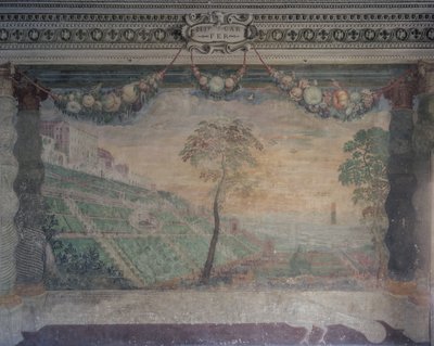 オリジナルのデザインに基づいた別荘の眺め、ホールオブザファウンテン 作： Girolamo Muziano