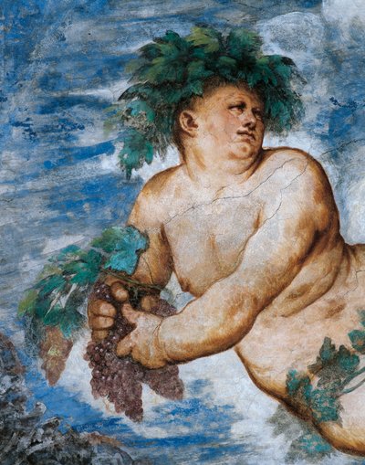 秋の寓意」ベルナルド・クレシオの依頼によるジロラモ・ロマーノ（1484年頃～1559年以降）のフレスコ画の詳細です。 作： Girolamo Romanino