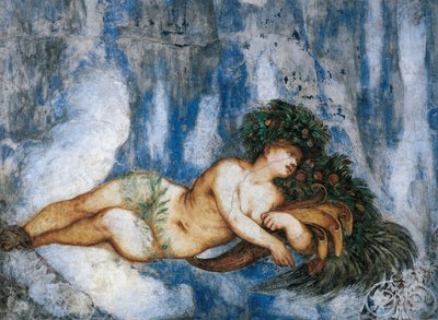 夏の寓意」ベルナルド・クレシオの依頼によるジロラモ・ロマーノ（1484年頃～1559年以降）のフレスコ画の詳細 作： Girolamo Romanino