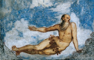 冬の寓意」ベルナルド・クレシオの依頼によるジロラモ・ロマーノ（1484年頃～1559年以降）のフレスコ画の詳細 作： Girolamo Romanino