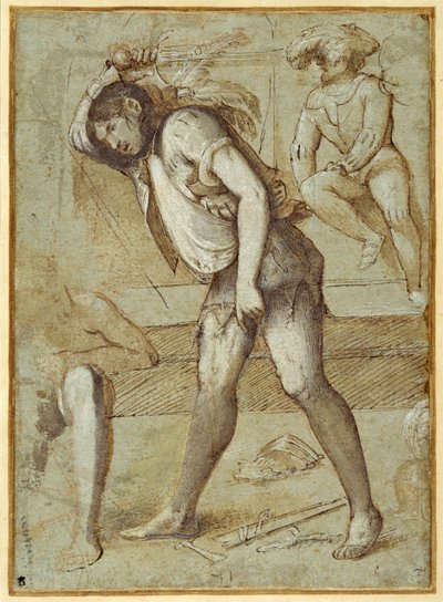 あごひげを生やした聖人の首を切ろうとしている処刑人 作： Girolamo Romanino
