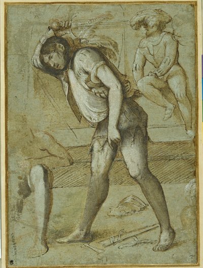 あごひげを生やした聖人の首を切ろうとしている処刑人 作： Girolamo Romanino