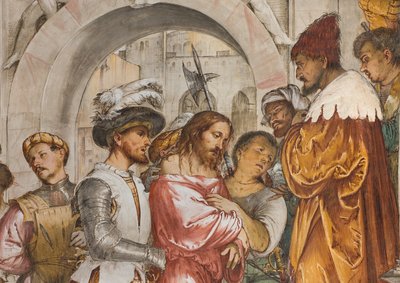 中央身廊、第5南スパン、ピラトの前のキリスト、ジロラモ・ロマニノ 作： Girolamo Romanino