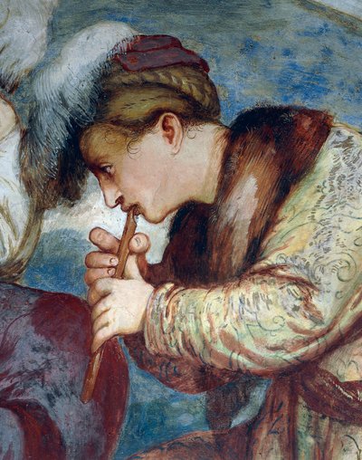 フルート四重奏曲、ジロラモ・ロマーノ（1484年頃〜1559年以降）のフレスコ画の細部、ベルナルド・クレシオの委嘱による 作： Girolamo Romanino