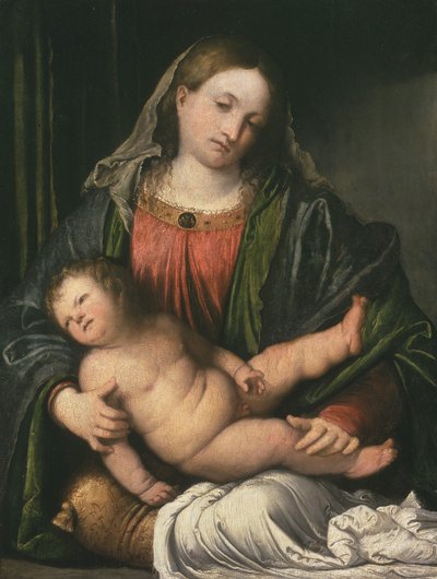 マドンナと子供、c.1516-17（パネルに油彩） 作： Girolamo Romanino