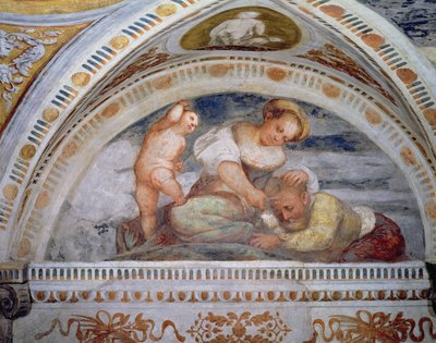サムソンとデリラ、ルネット、1531-32 作： Girolamo Romanino