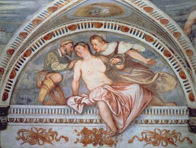 クレオパトラの死、ルネット、1531-32 作： Girolamo Romanino