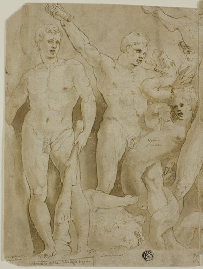 ヘラクレスの労働による古代の石棺のレリーフ 作： Girolamo da Carpi