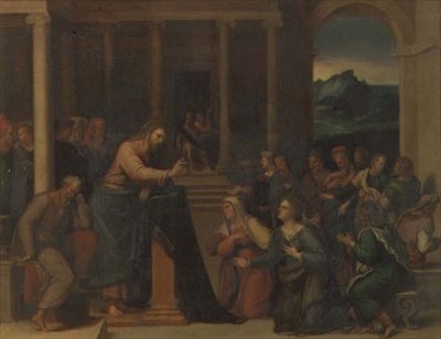 マリアとマルタの家のキリスト（パネル 作： Girolamo da Carpi