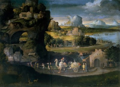 魔術師のいる風景、c。 1525年。 作： Girolamo da Carpi