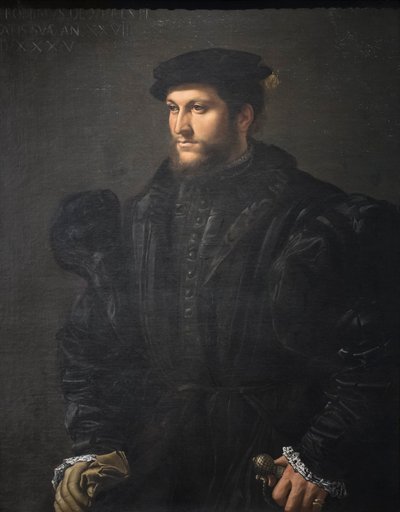 黒の紳士の肖像 作： Girolamo da Carpi