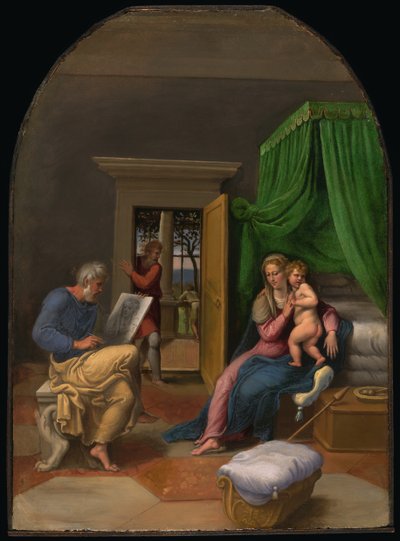 聖ルカが聖母とキリストの子供を描く、c。 1535年。 作： Girolamo da Carpi