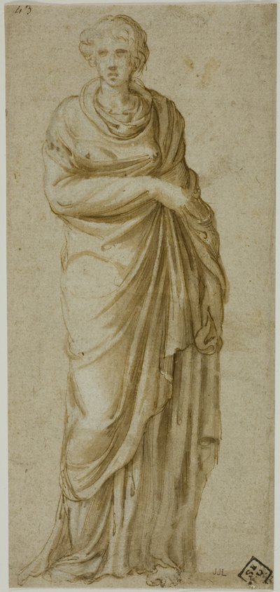 立っているドレープの女性像 作： Girolamo da Carpi