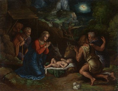 羊飼いの礼拝、ca。 1535-40。 作： Girolamo da Carpi