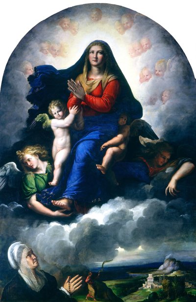 聖母の出現、15301540。 作： Girolamo da Carpi