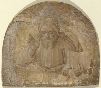 右手を上げて祝福する父なる神 作： Girolamo dai Libri