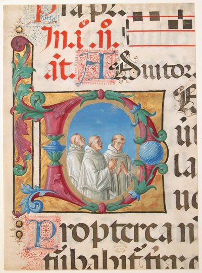 詩篇1501-2からの頭文字Dの歌唱僧による写本の照明 作： Girolamo dai Libri