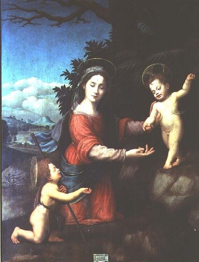 聖母子像と幼子（洗礼者聖ヨハネ 作： Giuliano Bugiardini