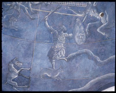 1442年7月4日の夜に星を通過する太陽の道、オリオンとおうし座の詳細、祭壇の上の軒裏、1430年頃（85088の詳細） 作： Giuliano dArrighi Pesello