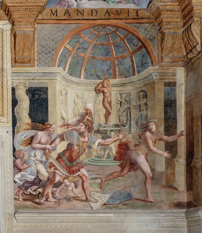プシケの部屋、北壁：「火星、金星、アドニス」（フレスコ画） 作： Giulio (workshop of) Romano