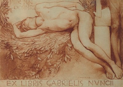 ガブリエルダヌンツィオの元Librisカード（紙にチョーク） 作： Giulio Aristide Sartorio