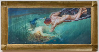 マーメイドまたはグリーンアビス、1900年頃（キャンバスに油彩） 作： Giulio Aristide Sartorio