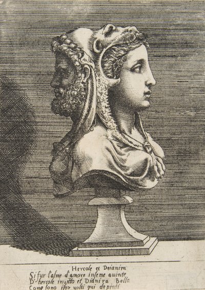 ヘラクレスとデジャニラの胸像。 1531-76。 作： Giulio Bonasone
