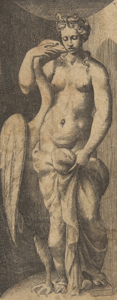 レダと白鳥、1531～76年頃。 作： Giulio Bonasone