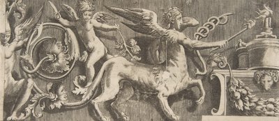 翼のあるケンタウロスの装飾フリーズ、1531-76。 作： Giulio Bonasone