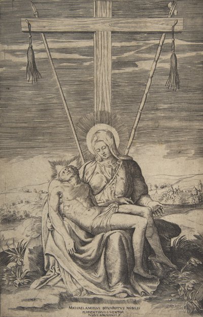 ゴルガタの十字架の下のピエタ、1547年。 作： Giulio Bonasone