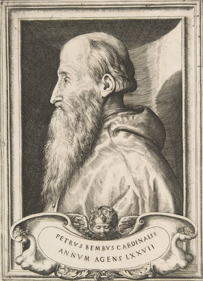 左向きのピエトロ・ベンボ枢機卿の肖像、1572年。 作： Giulio Bonasone