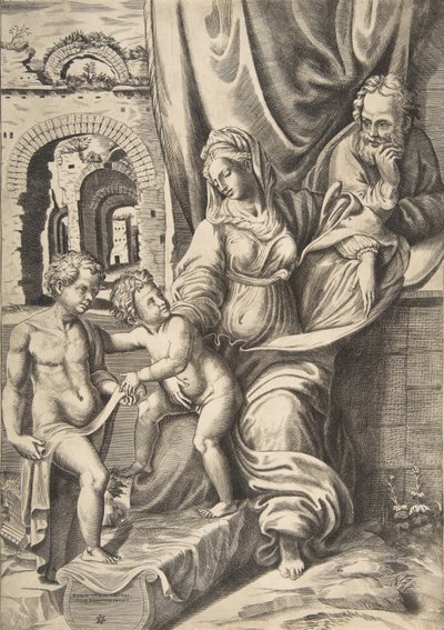 聖家族と幼い洗礼者ヨハネ, 1531-76., 1531-76. 作： Giulio Bonasone