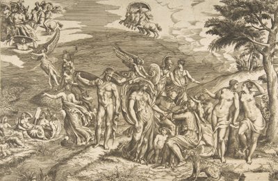 パリスの審判、約。 1550-60。 作： Giulio Bonasone