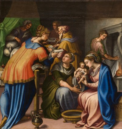 人々の聖母の礼拝堂、第1スパン北側、ジュリオ・カンピ「洗礼者の誕生」1569年 作： Giulio Campi