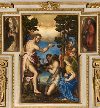 人々の聖母の礼拝堂、最初のスパン南側、ジュリオ・カンピ、キリストの洗礼1569年、サンティメリオとサンティオモボノの側面に1520-30年 作： Giulio Campi