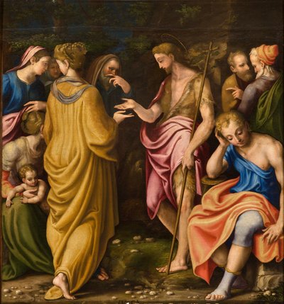 人の聖母の礼拝堂、第一スパン南側、ユリウス・カンプス、洗礼者の説法 1569年 作： Giulio Campi