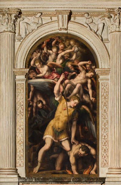 北トランセプト、大天使聖ミカエルの祭壇、悪を殺す大天使ミカエル、ジュリオ・カンピ 1566年 作： Giulio Campi