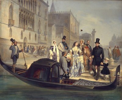 ヴェネツィアのトルストイ一家、1855年 作： Giulio Carlini