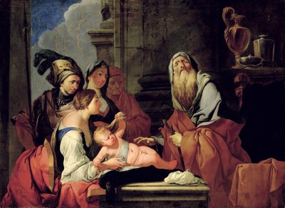 1666年以降の盲目の預言者タイレシアと赤ん坊の水仙 作： Giulio Carpioni